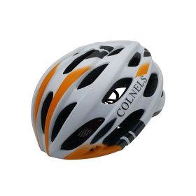 Bicycle helmet with taillight warning light glowing insect screen (Option: Black and white orange)