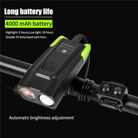 Bicycle light headlight (Option: Green-4000mah)