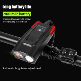 Bicycle light headlight (Option: Red-2000mah)