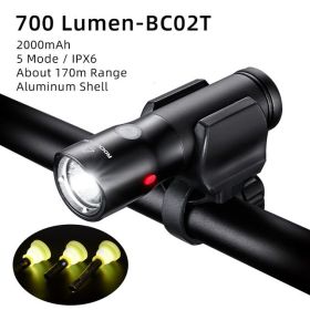 Bicycle light headlights night riding glare flashlight USB charging (Option: LUMEN BC02T-700)