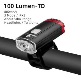 Bicycle light headlights night riding glare flashlight USB charging (Option: LUMEN TD-100)