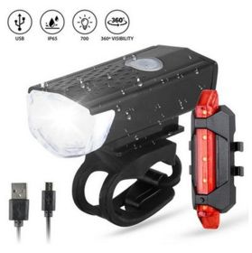 Bicycle Front Light USB Charging Highlight Headlight (Color: Black)