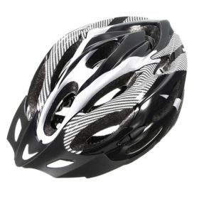 Carbon Fiber Texture Split Helmet Mountain Bike Hat (Option: Black and white-One Size)