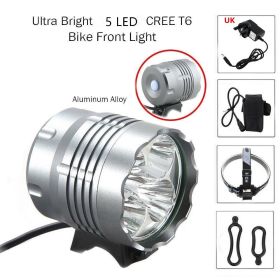 LED Mountain Bike Headlight 5T6 Bicycle Light (Option: 1 5T6 4 UK)