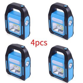 LED Outdoor Portable Work Light Searchlight Solar Cob Camping Light (Option: Blue 4pcs-Rechargeable)