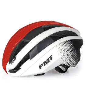 PMT Heslang Spudy Cycling Pneumatic Integrated Helmet (Option: Red and white-L)