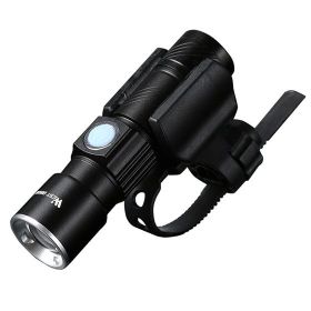 Bicycle Light Stretch Zoom Mountain Bike LED Flashlight Riding Headlight USB Rechargeable (Option: Black with stand)