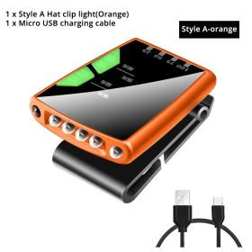 Fish head lamp night fishing USB charging glare clip cap lamp (Option: Upgrade orange)