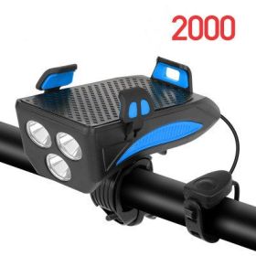 Mobile Phone Holder Strong Light Flashlight Road Cycling Accessories (Option: Blue-2000mAH)