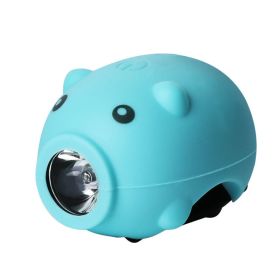 Children's Bicycle Piggy Horn Light USB Charging (Option: Blue-Usb)