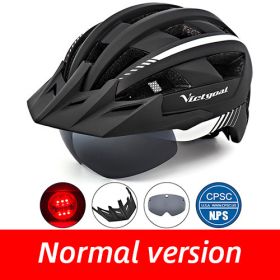 Driving helmet LED USB rechargeable bicycle helmet (Option: Black white LED)