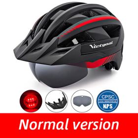 Driving helmet LED USB rechargeable bicycle helmet (Option: BlackRed LED)