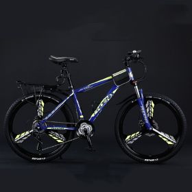 Variable Speed Shock Absorption Mountain Bike (Option: Blue-Three knife wheel-24inches27speed)