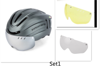 Mountain Bike Helmet And Helmet Integral Molding With LED Warning Iight Mountain Riding Equipment (Option: Set-L code)