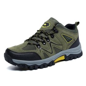 Outdoor Hiking Waterproof Non-slip Low-cut Hiking Shoes (Option: Army Green-42)