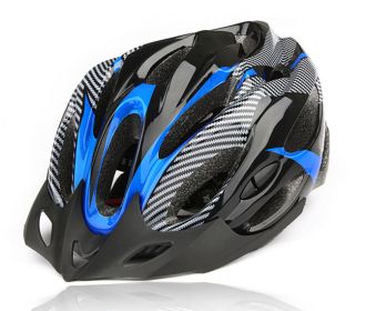 Carbon Fiber Texture Split Helmet Mountain Bike Hat (Option: Blue-One size)